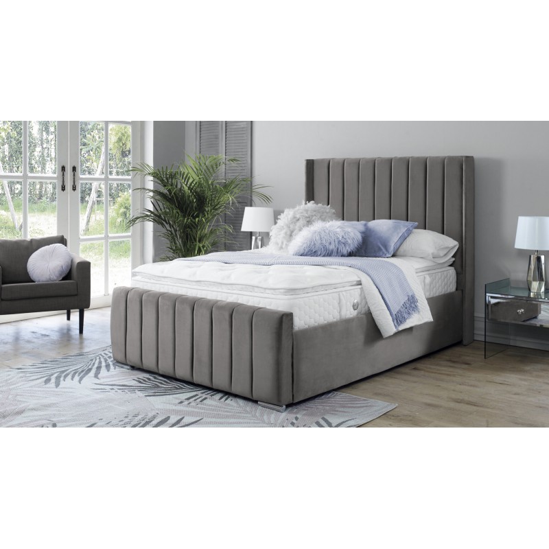 Araz Velvet Grey 4ft Small Double Bed